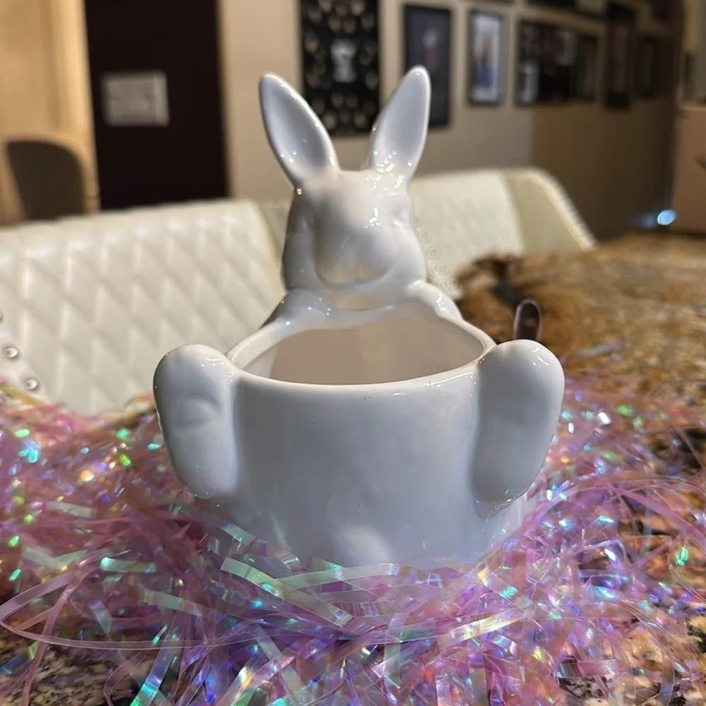 White Ceramic Bunny Decorative Bowl candy dish
